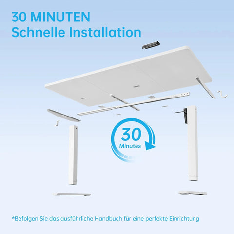 Next Level Electric Height Adjustable Desk With Memory Remote Ergonomic Sit Stand Computer Table parts showing easy assembly in 30 minutes.
