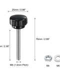 Four Pack Knurled Knobs Thumb Screws With Nuts And Washers For Quick Grips Pro Grade M6 x 60mm Male Thread, 25mm Head
