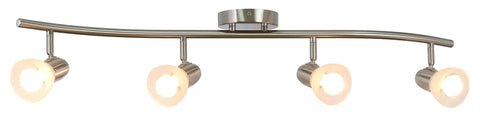 4 Light Modern S Shaped Track Lighting Bar With Frosted Glass Heads Brushed Nickel Finish GU10 Bulb Included Hardwired Indoor Track Light
