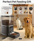 Automatic Cat Feeder With HD Camera And Two Way Video Chat Powered By 5G WiFi For Live Pet Monitoring Plus 5 Liter Food Storage with two pets beside it.