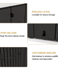 Details of Outdoor Vertical Storage Shed 57 cu ft Waterproof Resin Cabinet with padlock latch, step-on lock, customizable shelves