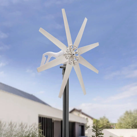 Off Grid Wind Turbine Generator Kit With 5000W Windmill 8 Nylon Blades 12V 24V 48V Controller Hybrid Solar Wind Power System