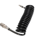 3 Meter Self-Retracting Air Hose, Hella Tough Rubber and Steel Construction coiled for heavy-duty use and quick inflation.