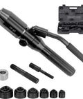 Portable Manual Hydraulic Hole Punch Kit With Six Dies, 360 Degree Rotating Conduit Hole Cutter Set, Knockout Punch Driver, black finish