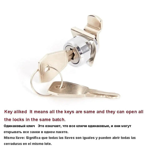 Industrial Cam Lock Kit for Cabinets and Control Panels with Key Alike MA102 H showing keys and locking mechanism
