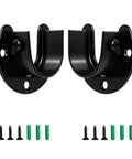 Stainless Steel Closet Rod Holders Set For 1-1/4 Inch Poles, U-Shaped Wall Mount Brackets End Supports, Anti Slip Locking Design, Durable Black Finish, 2 Pack, with screws