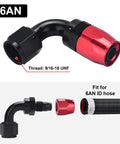 6AN Hose End Fitting 90 Degree Swivel for CPE Braided Hose Aluminum 6061 T6 Black and Red Beefy Built Tough Design Nine Sixteenths UNF Thread Heavy Duty Inline Connector With 1500 PSI Maximum, 9/16-18 UNF, fit for 6AN ID hose