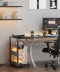 Boss Level Adjustable PC Tower Stand With Charging Station for Office Home Classroom Fits 23 To 28 Inch Towers in use
