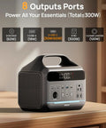 300W Portable Power Station With 60W Pd Fast Charging And 192Wh LiFePO4 Battery For Camping Rv And Home Emergency Backup featuring 8 ports and compact design.