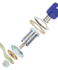 Exploded view of 12 Pack Tubular Cam Lock Set 1-1/8 Inch Cylinder, 90 Degree Cabinet Locks For Keeping Your Files, Chrome Finish Zinc Alloy.