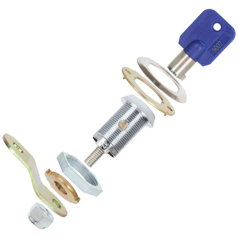 Exploded view of 12 Pack Tubular Cam Lock Set 1-1/8 Inch Cylinder, 90 Degree Cabinet Locks For Keeping Your Files, Chrome Finish Zinc Alloy.