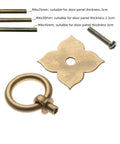 4 Pack Brass Drawer Pulls Antique Brass Cabinet Ring Handles with screws, flower-shaped backplate, 1.89x1.69 inches, durable hardware