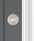 Dummy Door Knob For Closet Doors And Pantry, No Lock No Fuss Non Turning Interior Push Pull, Satin Nickel Finish With Microban Protection, Easy Do It Yourself Install, All Hardware Included For French Double Doors on gray door
