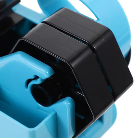 Close-up of the Semi Automatic Heat Tape Cutter With Compact Desktop Packing Station And Lightweight Tape Holder For Quick Box Sealing And Top Shelf Shipping Hustle The Reliable Gadget For Smooth Tape Dispensing Routine Blue details.