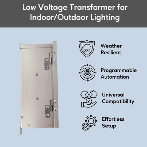 Multi Tap Wall Mount Low Voltage Transformer 12 To 15 Volt 300 Watt UL ETL Listed Durable Stainless Steel Construction