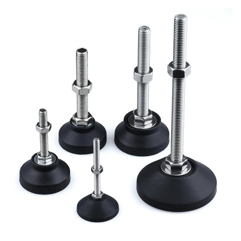 Heavy Duty Adjustable Leveling Feet With Swivel Bases And Universal M8 M10 M12 Threads For Furniture And Lathes, various sizes.