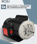 Image of Half Horsepower Farm Duty Electric Motor, Single Phase 1750 RPM, 115 To 230 Volt, 56 Frame, Five Eighths Inch Shaft, TEFC, 60 Hz, Four Pole, CW CCW, IP55, Fully Enclosed Fan displayed on a stand.