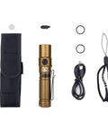 Beast Mode Bright 2403 Lumen USB C Rechargeable Flashlight With CREE XHP 35.2 LED 731 Ft Beam set in desert tan