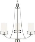 3 Light Robie Chandelier In Brushed Nickel, Modern Ceiling Light Fixture For Dining Room Or Living Room