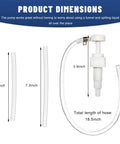 Product dimensions of Smooth Shift Fluid Pump for Standard Quart Jugs with an 18.5 inch hose for easy fluid transfer.