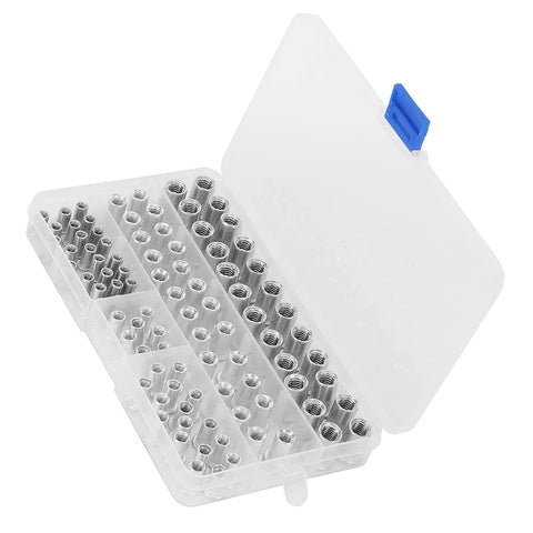 Open case of Rivet Nut Kit 100 Pcs Flat Head Aluminum Rivet Nuts Inserts M4 M5 M6 M8 For Metal Panels Auto Marine Electrical DIY Projects