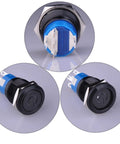 Latching Pushbutton Switch U19C1 1NO1NC SPDT On Off Metal Shell With Blue LED For 19mm Mounting Hole Three Quarter Inch Panel Cutout
