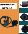 6 Pack Ignition Coil Kit For 50Cc And 90Cc ATV For Scrambler, Predator, Sportsman 2000-2006, ignition coil with close-up views