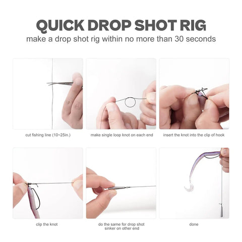 Quick drop shot rigging steps for 52 Pack Drop Shot Rig Kit With 8 Sizes Swivel Hooks And 20 Weights For Quick Drop Shot Rigging On Bass Fishing Trips