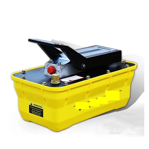 Heavy Duty Workhorse Air Over Hydraulic Foot Pump For Air Brake Bleeding And Cylinder Testing Crushes 70 Mpa Peak Pressure With Spacious 2 Point 3 Liter Tank Easy Hand Pedal Operation And Rapid Two Stage Relief Valve