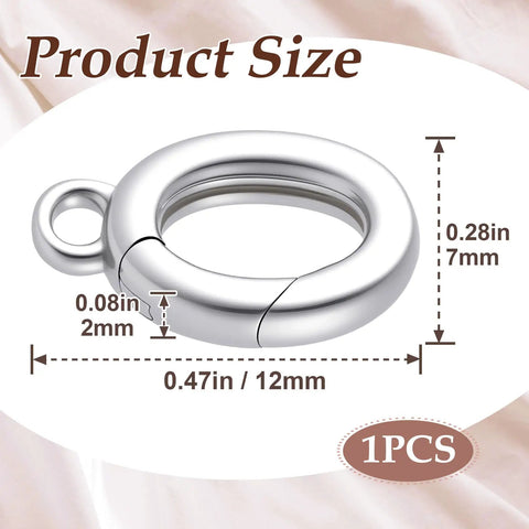Sterling Silver 925 Oval Jewelry Clasp Hypoallergenic Connector With Ring 12x7mm Spring Ring Enhancer Shortener Carabiner