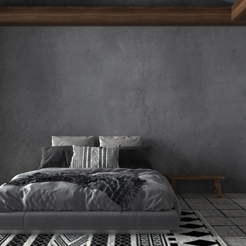 Bedroom with Dope Dark Concrete Wallpaper Peel And Stick Cement Texture Self Adhesive Contact Paper 31 By 157 Inches Waterproof