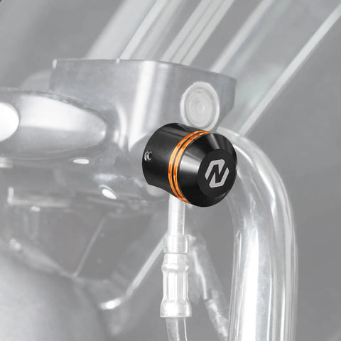 Orange Brake And Clutch Cable Ferrule Covers And Cable Gland For Harley Touring Models CVO Limited FLHTKSE 2015-2020 And Electra Glide Ultra Classic FLHTCU 2014-2019 For A Ride-Ready Boss Look, black CNC aluminum close-up