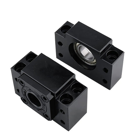 Ballscrew End Supports BK15 BF15 For SFU RM 2005 2010 20mm CNC Ball Screw Machines Low Noise Dustproof Ring Smooth Operation Easy Install With Lock Nut And Circlip Durable Carbon Steel Build, black CNC end blocks