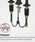 Brea 8 Inch Widespread Bathroom Sink Faucet underside view showing TiteSeal technology and connections in Tuscan Bronze Finish