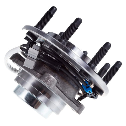 Side view of 8 Stud Front Wheel Hub And Bearing Assembly For RWD Vans Under 9600 LB GVW Fits 2003 2017 Chevy Express 2500 3500 And GMC Savana 2500 3500 Beefed Up Heavy Duty High Load Capacity OE Quality Durable Wheel Hub.