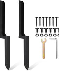 Two Pack Heavy Duty Metal Fence Post Repair Kit With Ground Spike Anchors For Tilted Or Broken Posts Quick Setup For Versatile Garden And Backyard Use