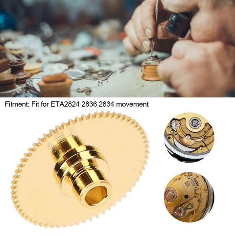 Hour Wheel Replacement For ETA 2824 2836 2834 Movements Alloy Watch Part Detailed View with Watchmaker in Background