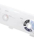 Top view of WH42X10901 Backsplash Replacement for GE Ovens and Ranges OEM authorized part, control panel close-up.