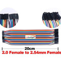 200Pcs Breadboard Jumper Wires Kit With Male Or Female Pins 2.54mm And 2.0mm Pitch 20cm Cables 10 Colors For Arduino Diy Prototyping And Projects