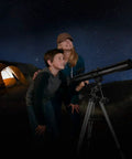 Beginner Friendly 80mm Refractor Telescope With Manual German Equatorial Mount For Moon And Planets, Easy Setup And Great Light Gathering For Craters, Planets, Stars And Nebulae. Family using telescope at night
