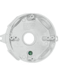 Weatherproof Round Metal Electrical Outlet Box With Five Half Inch Knockouts 16 Cu In Capacity White Finish Easy Mount