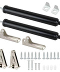 Two Pack Black Screen Door Closer Kit with Rust Resistant Aluminum Body and Galvanized Shaft, includes brackets and screws