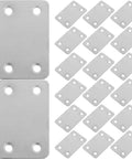 Straight Brackets Set For Wood Furniture Repair, 48 Pieces Stainless Steel 1.1mm thick with 5mm holes, flat plate variety