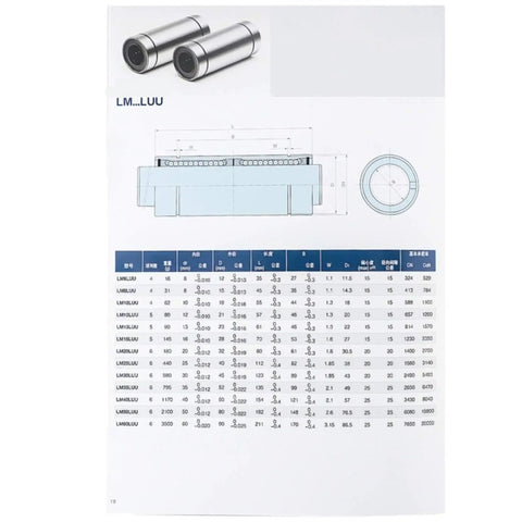 Smooth As Butter Linear Ball Bearing Set For CNC And 3D Printer Builds High Precision Low Friction Guides Easy Install And Durable Steel Bearings For Pro Makers And DIY Enthusiasts, LM8LUU diagram