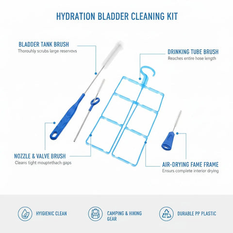4-Piece Hydration Bladder Cleaning Brush Set For Water Reservoirs And Drinking Tubes Durable PP Plastic Cleaning Tools layout