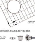 Stainless Steel Undermount Bar Sink 15x17 Inch Small Wet Bar, 16 Gauge SUS304 Brushed Nickel Finish accessories bottom grid