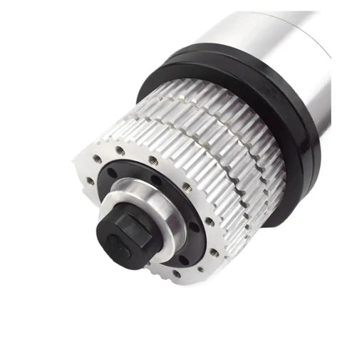 Heavy Duty Cnc Milling Spindle With Bt40 Taper And Belt Drive Featuring Knockout Power At 6000 Rpm With Automatic Tool Change detail of spindle's belt drive assembly.