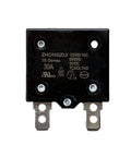 Front view of 30A Automatic Reset Circuit Breaker Thermal Switch For Kids Ride On Cars 125/250Vac 50Vdc Overload Protector