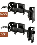 Heavy Duty Thumb Latch Self Locking Gate Latch For Wooden And Vinyl Fences 9 Inch Handle Double Sided Fence Hardware Kit showing lock and unlock positions.