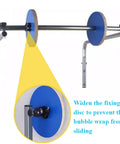 Bubble Film Packing Rack Wall Mounted Dispenser showing metal frame and blue fixing disc close-up.